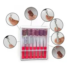 KIT LIXA 6 BROCAS PARA LIXADEIRA ELÉTRICA UNHA GEL, 6 lixas minerais resistentes e leves ideal para esculpir, modelar, nivelar, polir e remover a modelagem em unhas artificiais como unhas de fibra, gel, porcelana, entre outras. Especificação