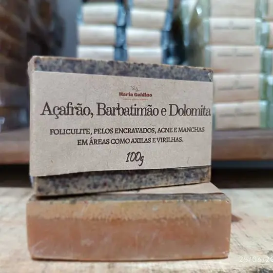 Sabonete de Açafrão ,Dolomita Barbatimão Artesanal