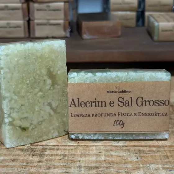 Sabonete Alecrim e Sal Grosso Energizante Fitoenergetico Artesanal