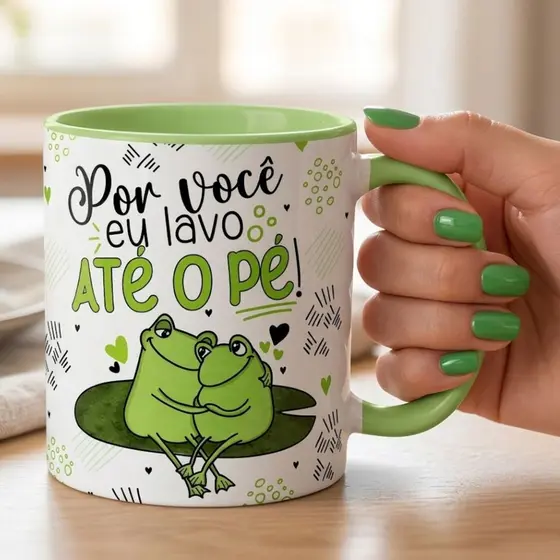 Caneca Presente dia dos Namorados Por você eu até lavo o pé