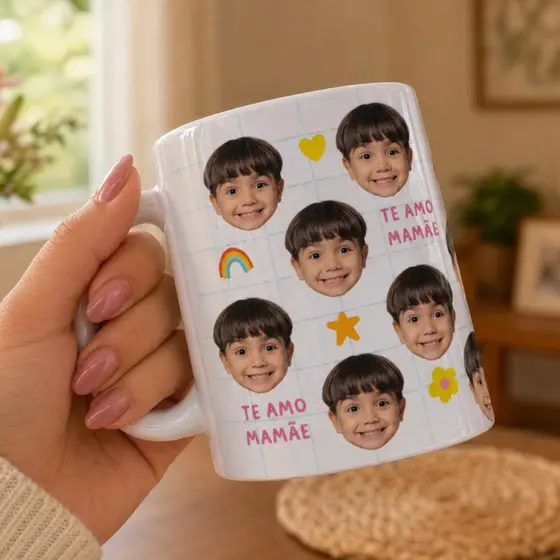 Caneca Personalizada com Foto 325ml | Presente para Mães, Pais, Avós e Dindos | Porcelana Premium