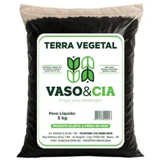 Terra Vegetal Orgânica Adubada 5 kg / 1.8 kg - Vasos Plantas Hortas Jardim Flores - Vaso e Cia