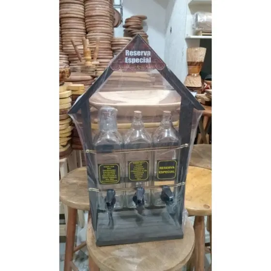 Dosador de Bebidas Suporte de Madeira com Medidor de Dose 50ml Dispenser