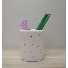 Porta Pentes Porcelana Coração Colorido Escovas de Cabelo , Tesourinha, Escovas de dentes, Porta Treco, Lavabo Banheiro