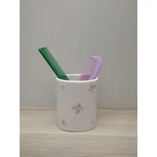 Porta Pentes Cerâmica Floral Rosa Escovas de Cabelo , Tesourinha , Escovas de dentes , Porta treco Lavabo Banheiro