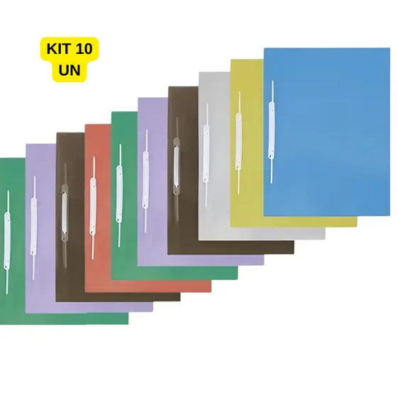 Pasta Grampo Trilho Plástico Ofício A4 Transparente Kit 10 Unidades Organização Documentos Arquivos