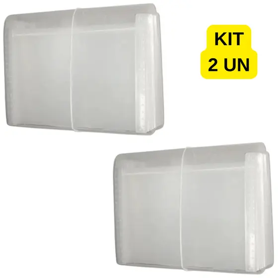 Kit 2 Unid Pasta Sanfonada Duplicata 31 Divisórias 19x24cm Cor Cristal para Escritório e Escola