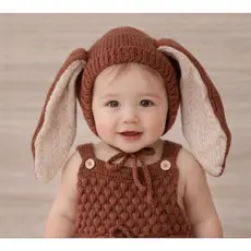 ✨ Touca Coelhinho Newborn em Tricô | Prop para Fotografia de Bebê ✨