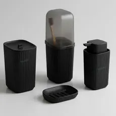 Kit Lavabo Banheiro Completo 4 Acessórios Dispense Sabonete, Porta Escova, Saboneteira,Porta algodão