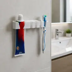 Suporte Escova de Dente e Pasta De Parede Porta Pasta Dental Organizador Banheiro Sem Furo Adesivo