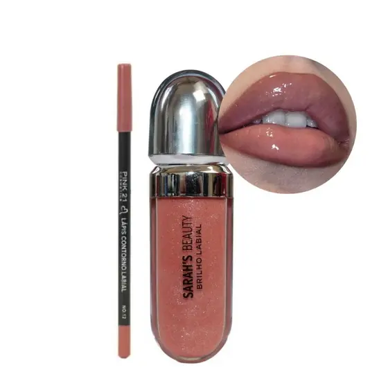 Kit Lip Combo Sarah's Beauty + Lápis | Gloss Labial + Contorno - Escolha sua cor