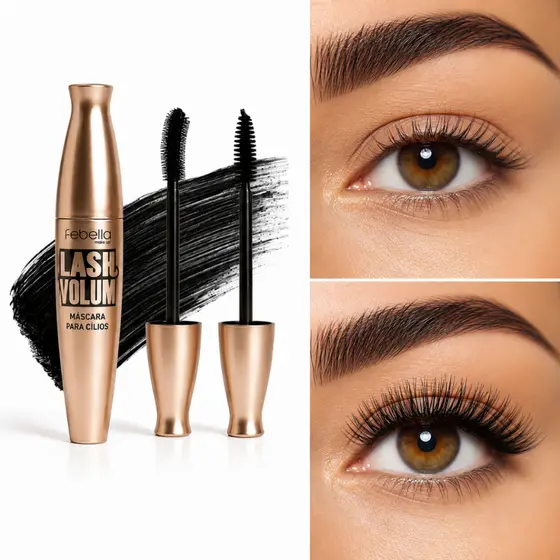 Efeito elegante e Clássico Mascara de Cílios Rímel Febella Volume Definição Escolha o Aplicador