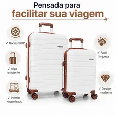 PROMOCIONAL kit 2  Malas Para Viagens Rodinhas 360° Rodas Removíveis cadeado com segredo ABS Giro 360