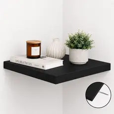 Prateleira de Canto Preto 20x20 Grossa 30mm MDF Suporte Invisível