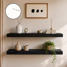 Prateleira Preta 80x20 Grossa 30mm MDF Suporte Invisível