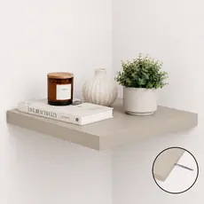 Prateleira de Canto Bege Areia 20x20 Grossa 30mm MDF Suporte Invisível