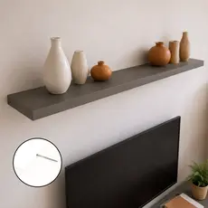Prateleira Flutuante Cinza 120x20 cm MDF 15 mm Suporte Invisível