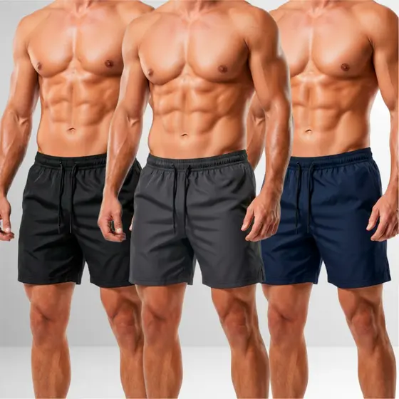 Kit 3 Short Praia Masculino Bermuda Verão Academia Treino Corrida Bermuda Masculina Para Academia