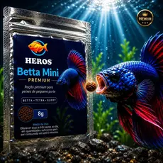 Ração Para Peixe Betta Premium 8g em Sachê – Alimento para Peixes Ornamentais Betta, Guppy e Tetra