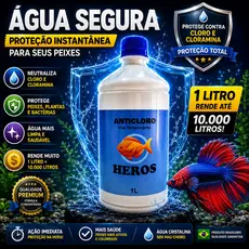 Condicionador de Água 1L - Anticloro para Aquário de Peixes - Anti Cloro para Aquário - Remove Cloro e Cloramina