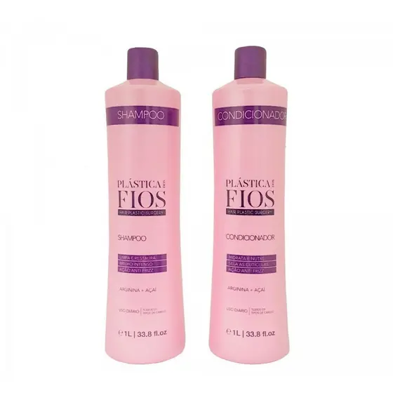 Kit Plástica dos Fios Shampoo 1 litro e Condicionador 1 litro