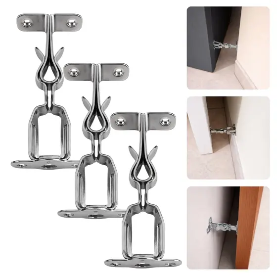 Kit Com 3 Prendedor De Porta Trava De Chão Fixador Resistente Reforçado Pressão