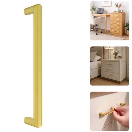 Puxador Haste Córdova Alça Dourado Fosco 192mm Móveis Planejados Armários Guarda Roupa