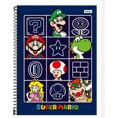 Caderno Universitário Super Mario Bros 10 matérias 160 fls Universitário, Espiral Foroni