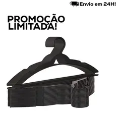 Cabide Adulto Preto Kit Cabides Reforçados Organizar Roupas Envio Imediato!