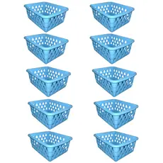 Kit 10 Cestos Multiuso Organizador Pequeno 16x12x6Cm Azul cestinha organizadora bebe