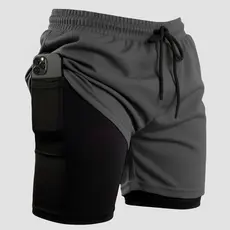 Bermuda Masculina Compreensão 2 Em 1 Short Esporte Academia  Futsal ciclismo caminhada