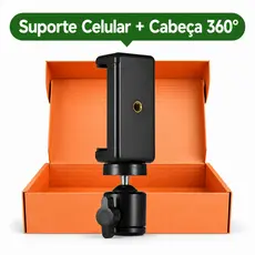 Kit 2 Peças Suporte Celular + Cabeça Articulada 360° Rosca 1/4 para Tripé