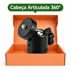 Cabeça Tripé Bola Mini Ballhead Rosca 1/4 360 90 Graus Suporte Câmera Ring Light Celular Com NF