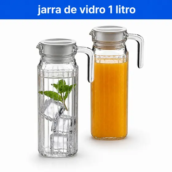 1 ou 2 Jarras Com Tampa Clássica Milano De Vidro 1 Litro Design Sofisticado Resistente
