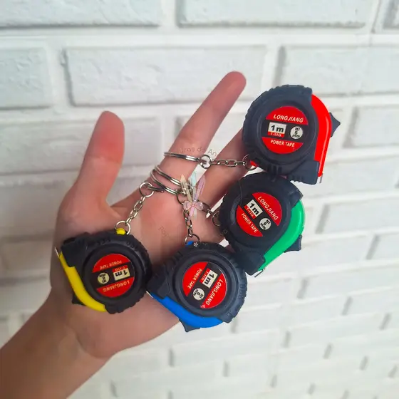 Mini trena de aço 1 metro chaveiro, fita métrica polegada e cm