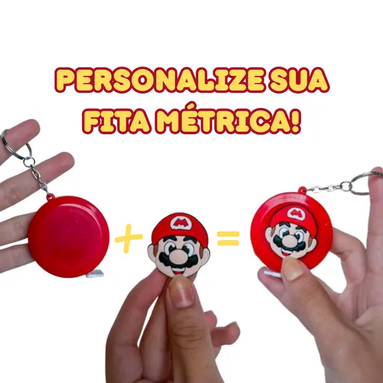 Monte seu Chaveiro fita métrica de personagens personalizada 150cm, fita de medição emborrachada