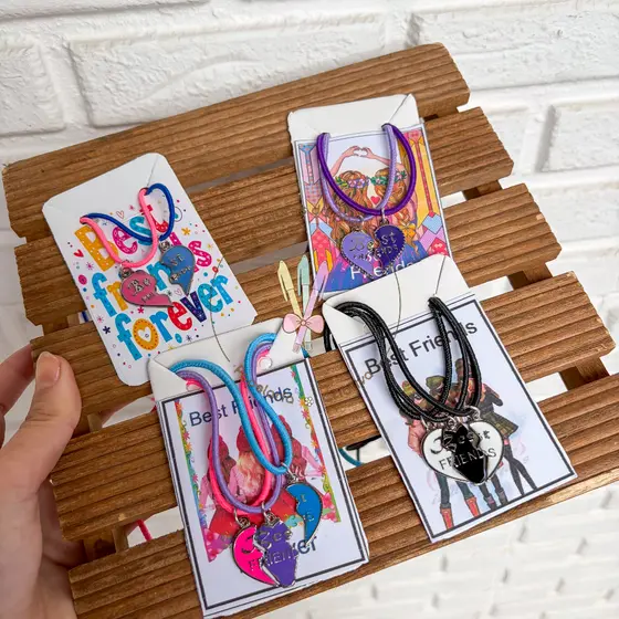 Colar da amizade 2 ou 3 amigas coração bff, colar infantil elástico best friends forever