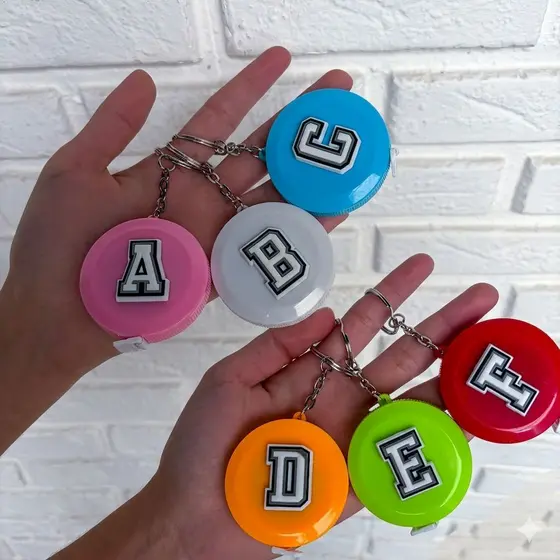 Fita métrica personalizada com letra inicial 1.5m chaveiro trena nome