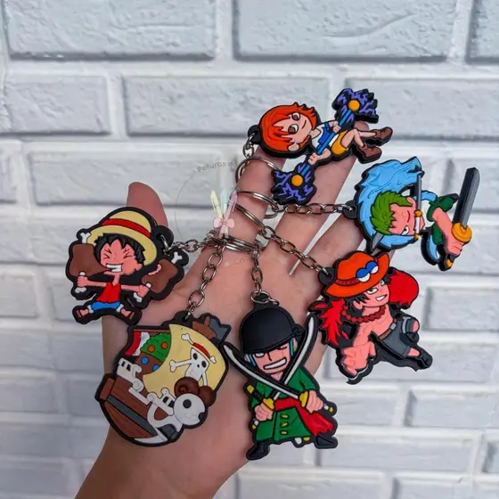 Chaveiro emborrachado One Piece Luffy, chaveiro de anime com argola em metal