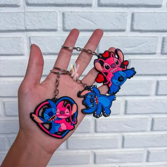Chaveiro Decorado Lilo&Stitch, Stitch e Angel Chaveiro, Com argolinha! Feito em borracha