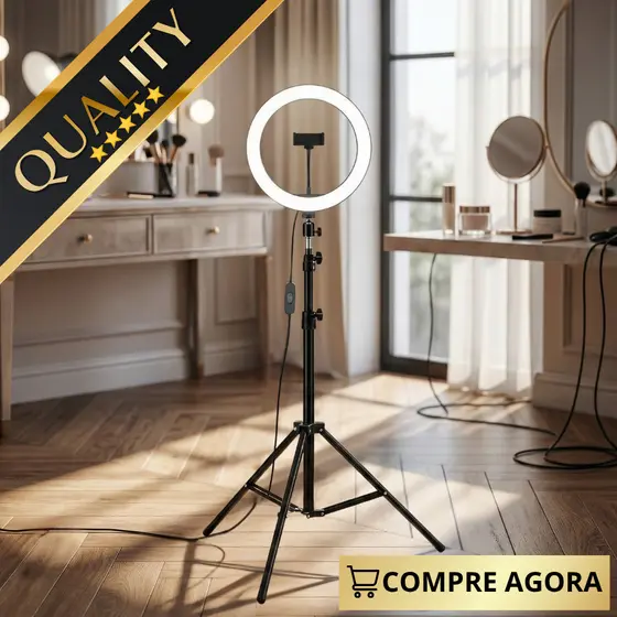 Ring Light Com Led 26cm Com 3 Tipos De Luzes