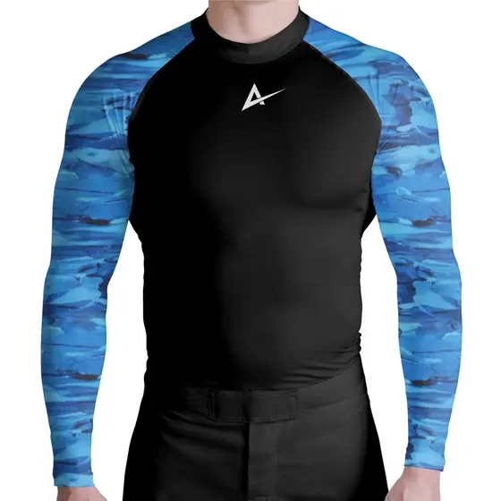 Rash Guard Maculina Camisa Jiu Jitsu No-Gi Lycra Surf Black Manga Longa