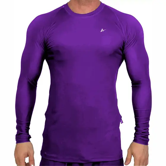 Rash Guard Masculina Camisa Jiu Jitsu No-Gi Lisa Roxa Manga Longa