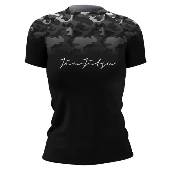 Rash Guard Feminina Camisa Jiu Jitsu No-Gi Camuflada Manga Curta