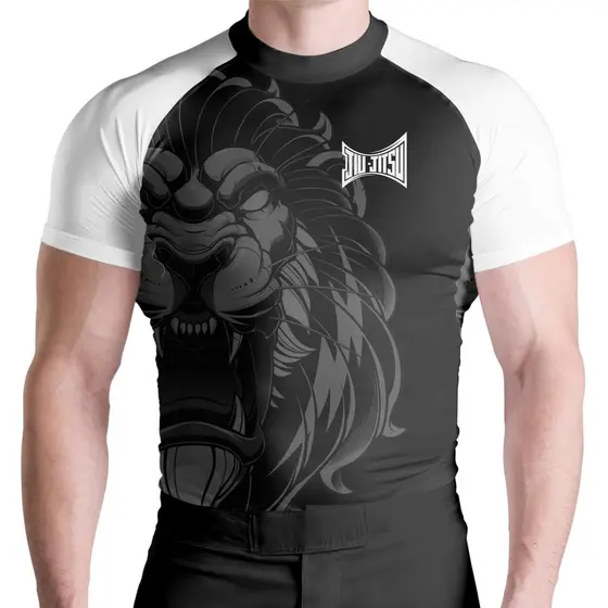 Rash Guard Masculina Camisa Jiu Jitsu No-Gi Lion Black Manga Curta