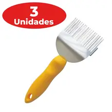 3x Garfo Desoperculador Cabeça Inox Cabo Plástico Apicultura