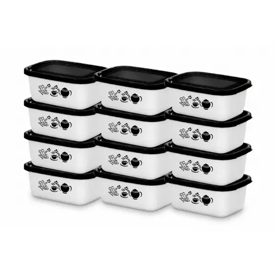 Jogo De Potes Porta Mantimentos Vasilhas Plásticas Potes de Plástico Kit  com 12 Peças 750 ML