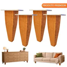 Pé Trapézio Móveis REFORÇADO 15cm Madeira Maciça - 4pcs