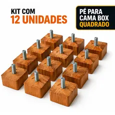 Pé para Cama Box 2cm Madeira Kit 12 Unidades – Base Baixa Firme e Resistente 5/16"