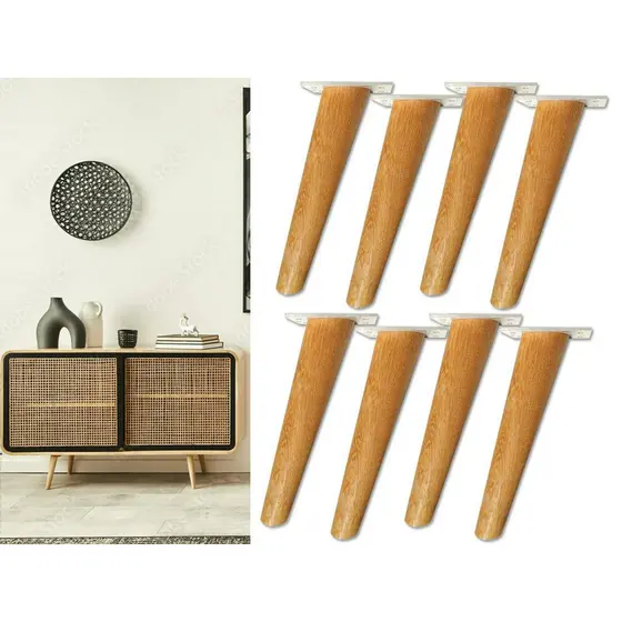 Pé Palito Retro 20cm C/ Base Metal Angelim - Kit 8pcs